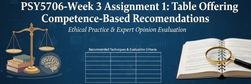 PSY5706-Week 3 Assignment 1: Table offering a competence-based recommendations